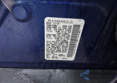 2017 Nissan Rogue S z USA, uszkodzony, nr VIN JN8AT2MT7HW136070